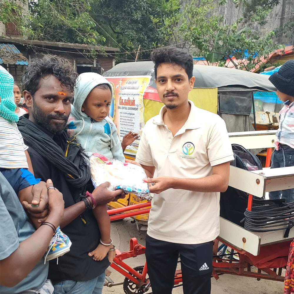 Cloths and snacks distribution drive - Timeless Foundation